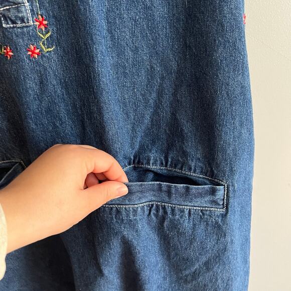 Vintage Plus Size Dress Embroidered Denim - Picture 5 of 6